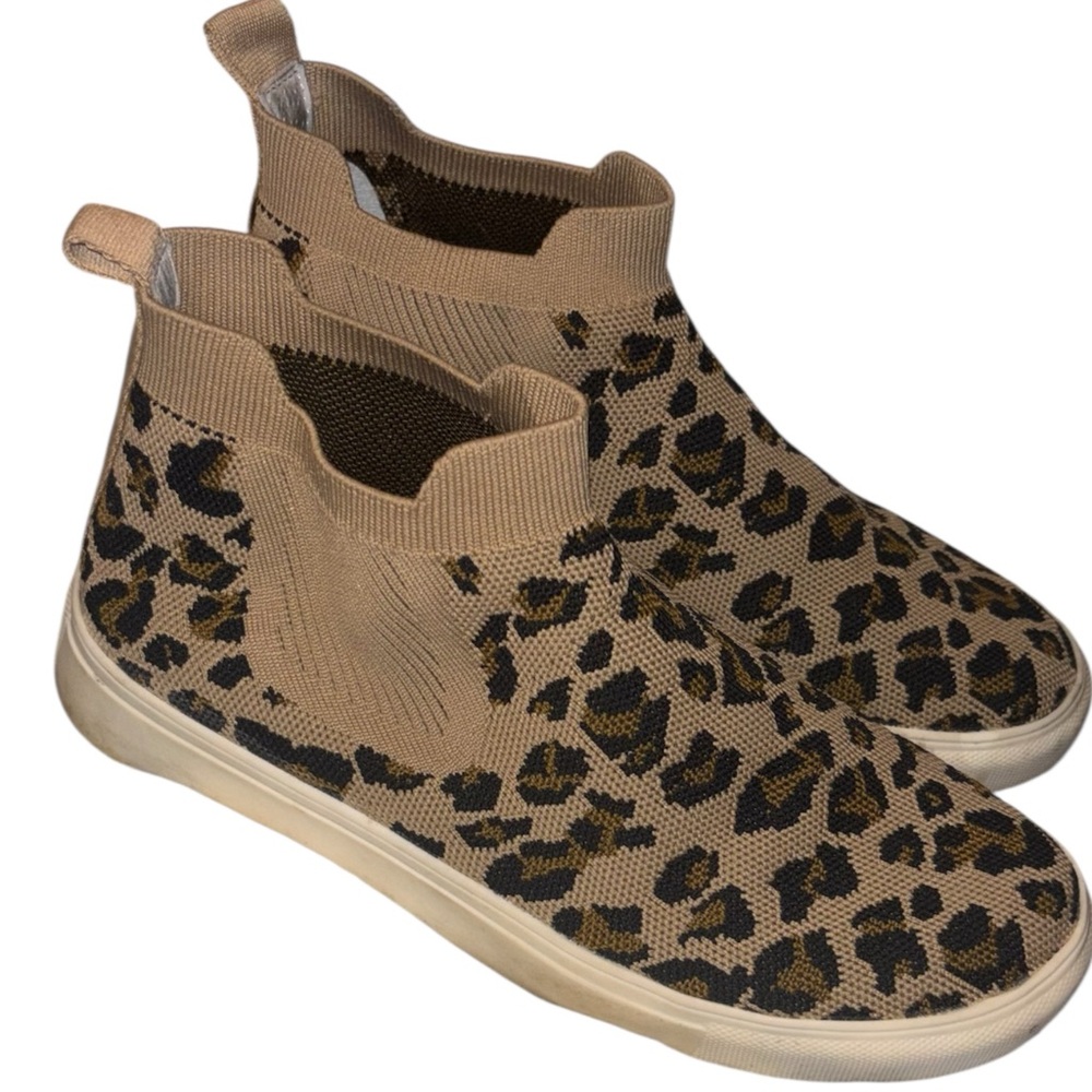 Gypsy Jazz Leopard Print Knit Slip-OnSneakers Size 7.5 Sock SneakerComfort